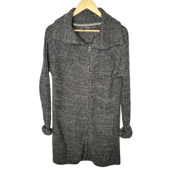 prAna Womans XS Yunna Long Cardigan Sweater Jacket Full Zip Organic Cotton Gray - Picture 3 of 13
